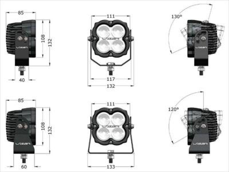 Preview: Lazer Lamps Utility-80 Gen2 mit U-Haltebügel, breit