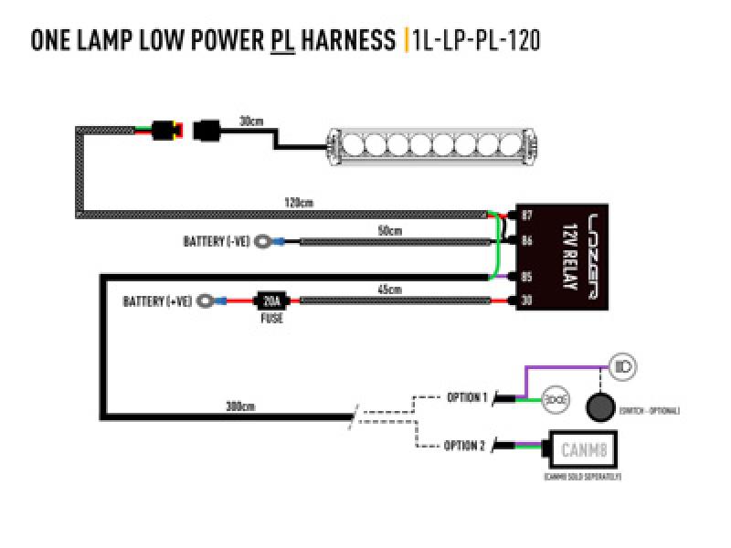 Preview: Lazer Lamps Kabelsatz Single-Lamp Harness (Low Power with Position Light)