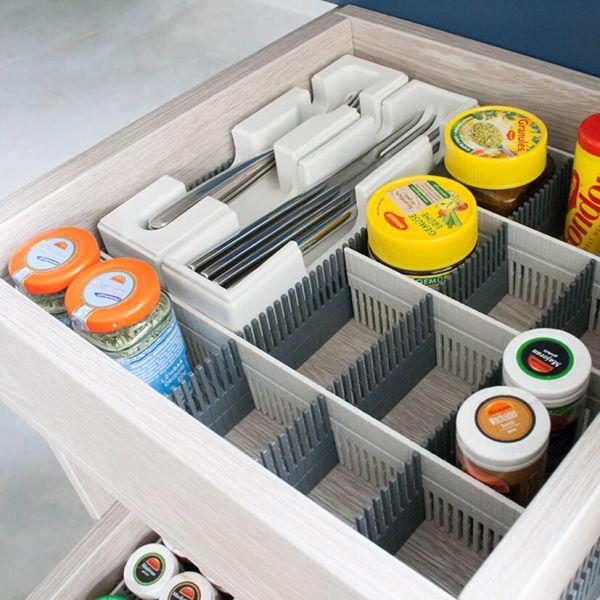 purvario Stauleiste für Schubladen, hellgrau