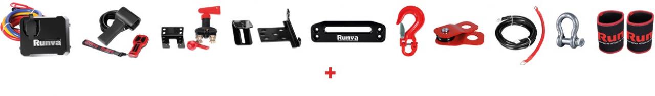 Runva - 13XP Premium 12V Seilwinde mit Syntethik Seil inkl. Zubehör